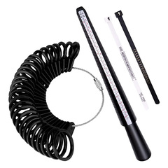 4件套UKUS塑料戒指棒黑色美碼英碼戒指圈 戒指尺寸大小測量工具