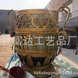 鎏金镂空招财缸庭院纯铜水缸仿古故宫缸狮首缸乔迁礼品铜缸百福缸
