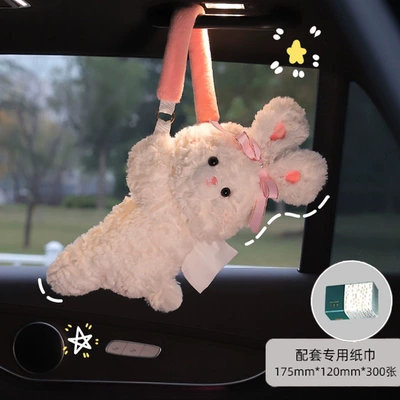 Car tissue box/set – or backrest - cute-bunny-hanging-tissue-box-comes-with-1-pack-of-special-tissue-paper