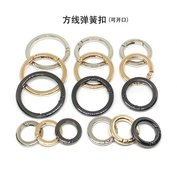 Square line spring ring buckle zinc alloy round buckle open ring key buckle webbing round buckle metal spring buckle