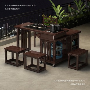 Table and Chairs, Small Apartment Coffee Table Combination, Kettle, Movable Household Tea Cabinet, Integrated Balcony Rotating Tea Table