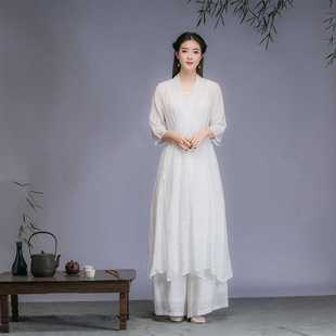 Real Shot of Zen Women's Literary Retro Han Dynasty Spring Tang Suit Chinese Style Zen Tea Suit 3-Piece Set