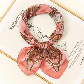 高禾 欧美时尚链条印花丝巾 外贸女士70cm小方巾 职业领巾 礼品