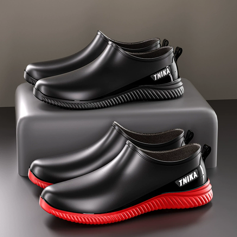 Модные мужские дождевые сапоги водонепроницаемые дождевые сапоги нескользящие водяные туфли низкие корейские новые резиновые туфли повседневные четыре сезона трансграничной внешней торговли