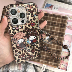 闪片棕色豹纹小羊美乐蒂适用iPhone16苹果15ProMax手机壳14新款13