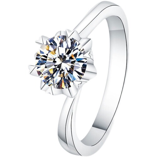 Snowflake Twist Arm Diamond Ring for Women S925 Silver PT950 Closed Mouth Live Stream Supply Chain Cross-border Wholesale Exclusive