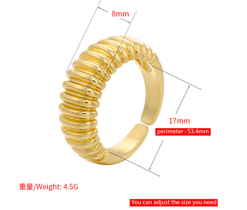Plating Design Korean Style Smooth Opening Textured Ring Adjustable Opening Wide Face Men's And Women's Rings Couple Rings Ornament Accessories In Stock
