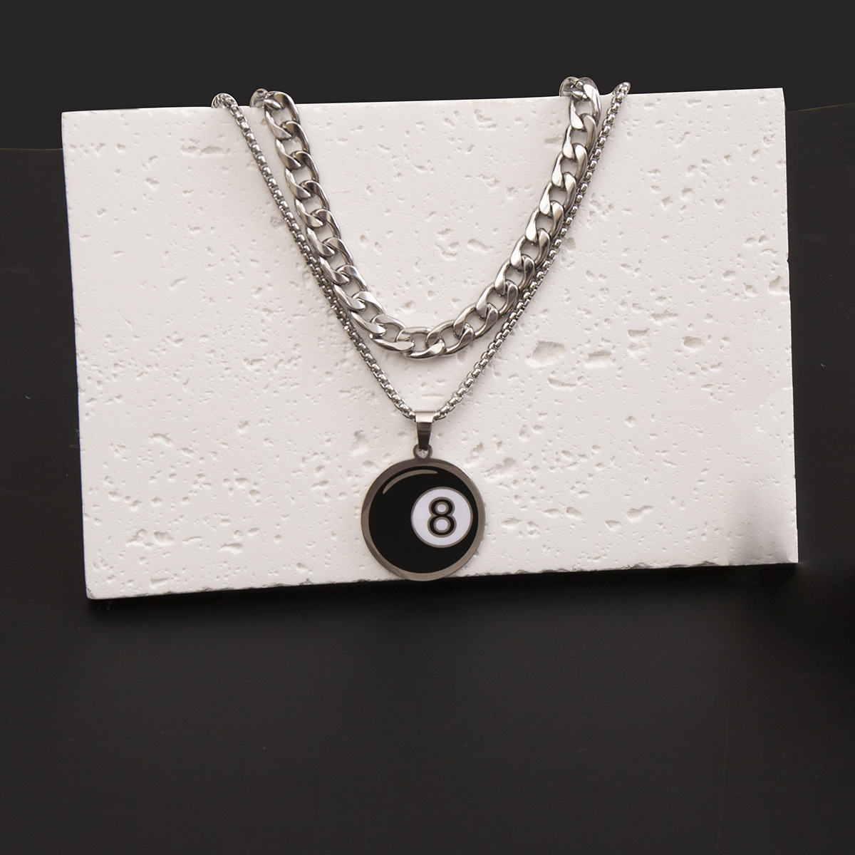 Vacances Style Classique Couleur Unie Acier Au Titane Émail Hommes Collier En Couches Hommes Colliers En Couches display picture 2