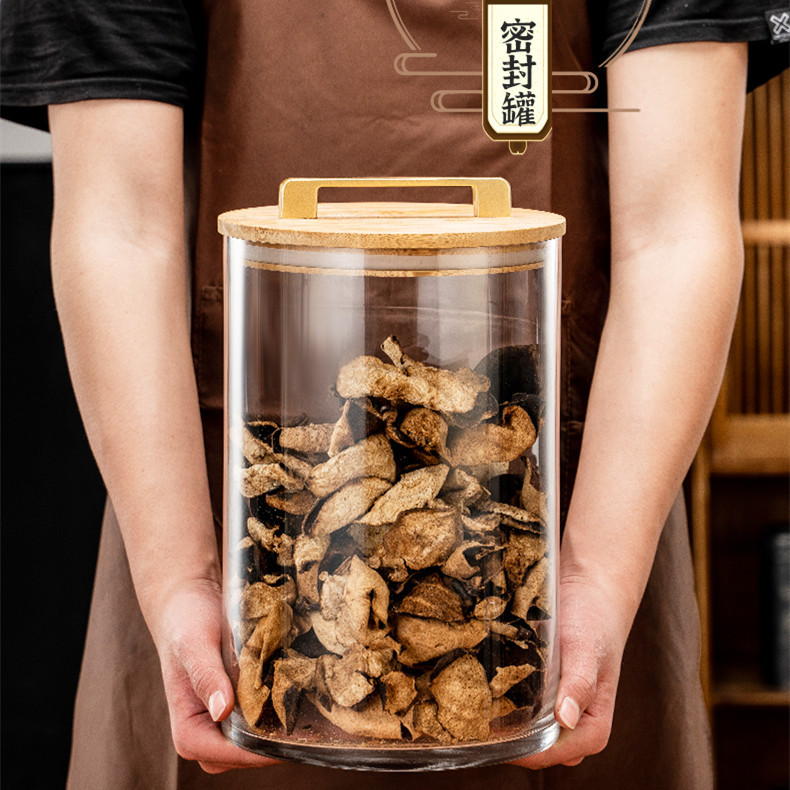 Fabricante personalizado de gran capacidad de tanque de sellado tanque de té transparente de bambú cubierta de madera tanque de sellado de alta borosilicina tanque de almacenamiento de vidrio