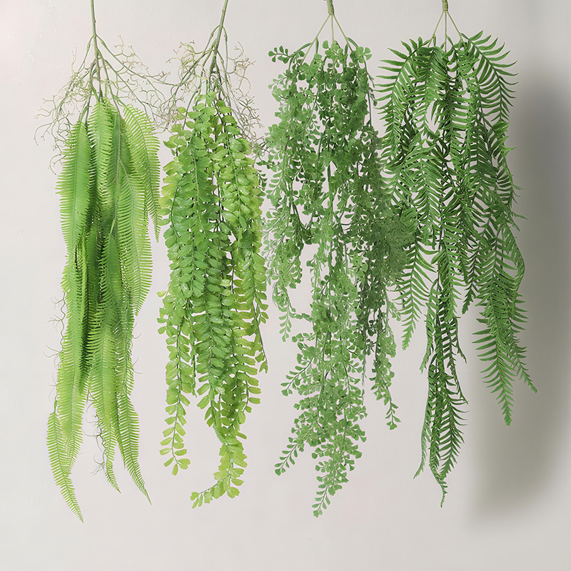 批发仿真蕨类植物壁挂波斯蕨叶婚庆酒吧墙面装饰配材仿真垂吊绿植