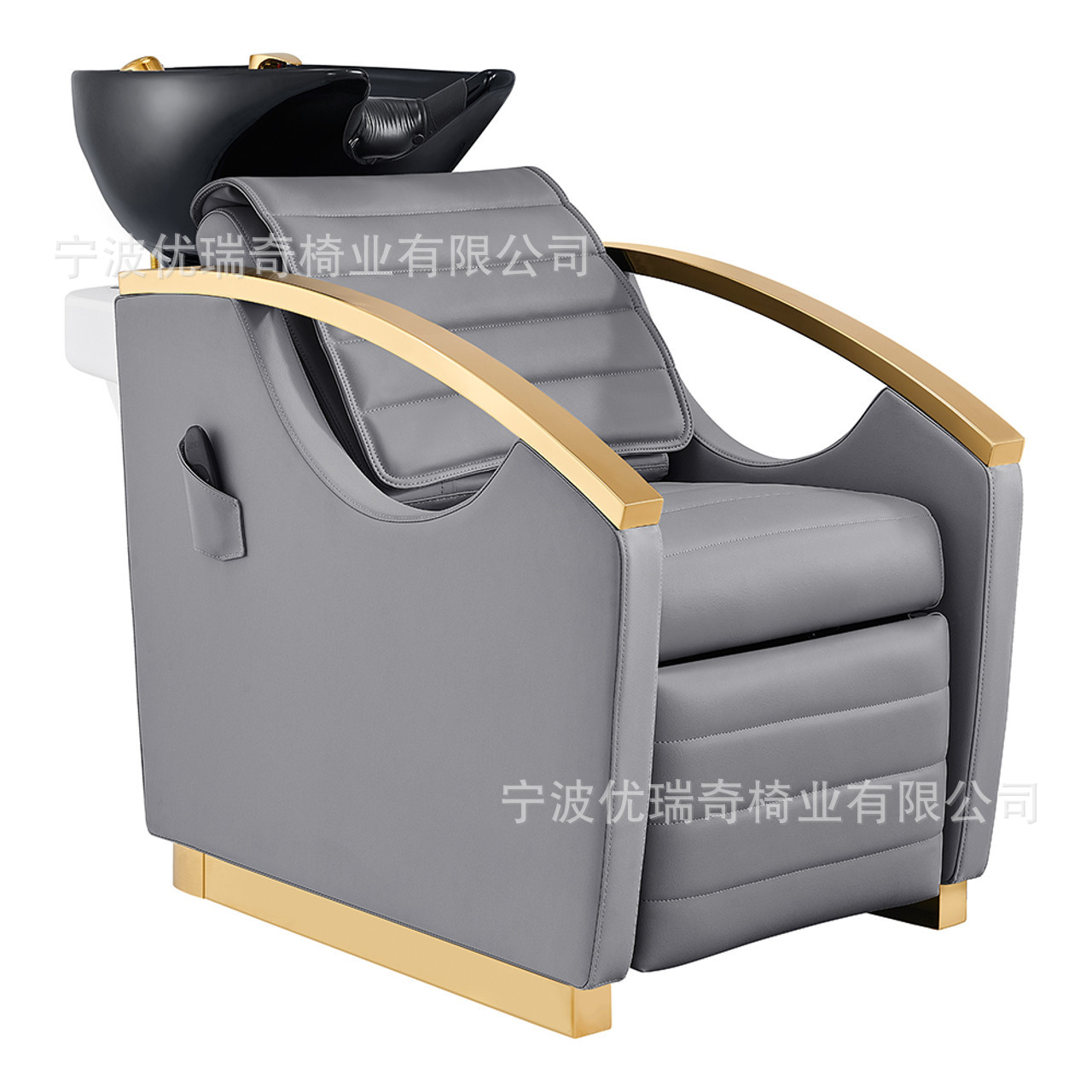Sillón de peluquería móvil, sillón de peluquería dorado de lujo ligero, sillón de masaje para salón, sillón de lavado de alta gama, cama de lavado semi-reclinable