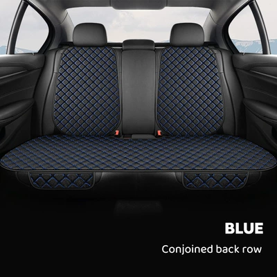 Tie-Free Anti-Slip Three-Piece Set, Five-Seat | Universal seat cover - rear-row-backrest-black-blue-linen