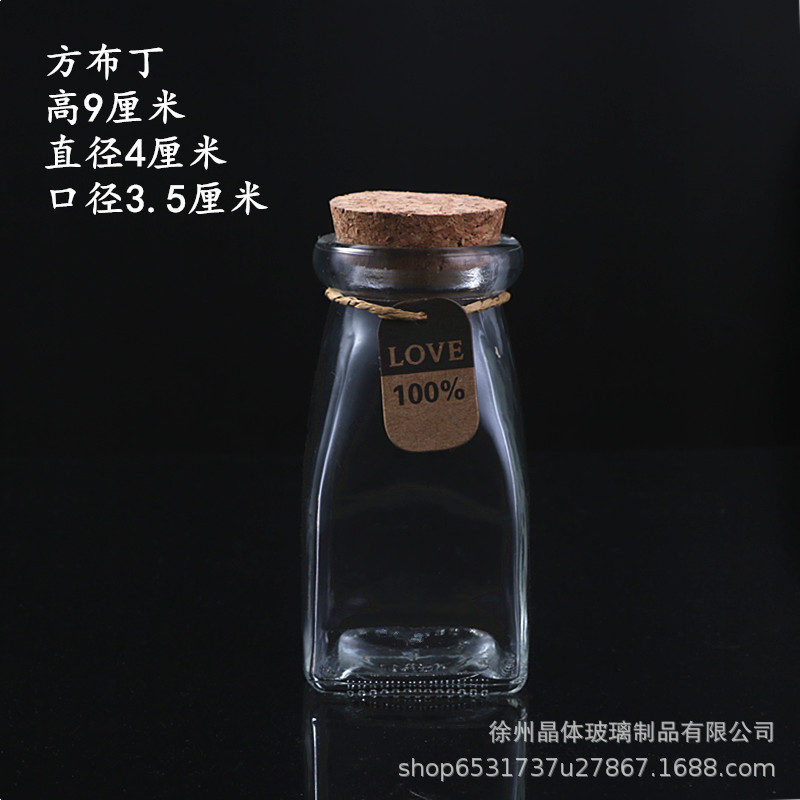 卸売り100mlガラス布丁瓶厚手牛乳カップ耐高温ヨーグルト瓶木栓ガラス瓶許瓶瓶