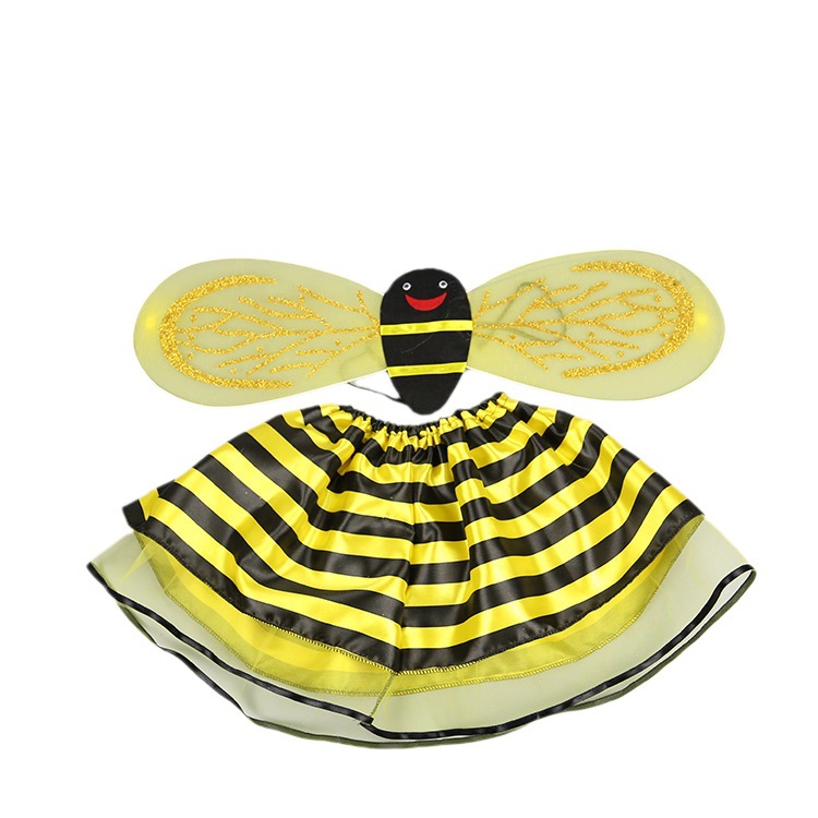Traje de abeja para niños alas rendimiento conjunto de tres piezas accesorios de rendimiento para niños pequeña abeja elfo vestir