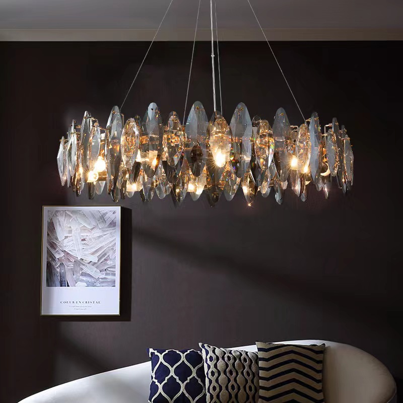 Modern Minimalist Crystal Chandelier for Living Room, Office, or Bedroom - Luxurious and Creative Lighting Set with Home Decor Lamps