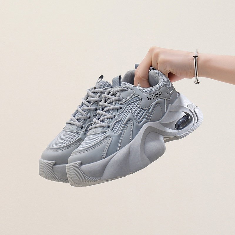 Ins coréen Net coupe basse papa chaussures femmes 2024 automne nouveau respirant étudiant sport hauteur augmenter loisirs YB2808_voghion.com