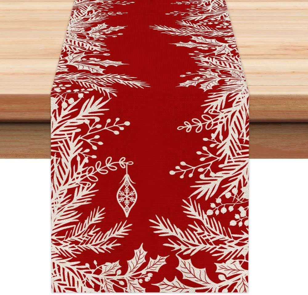 Transfronterizo TEMA DE Navidad de impresión corredor de mesa ambiente de vacaciones decoración árbol de Navidad muñeco de nieve patrón de tela de mesa al por mayor image 19