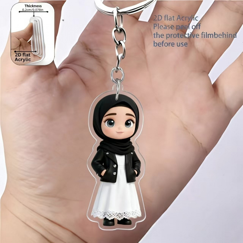 Colgante transfronterizo nuevo plano 2D niña acrílico llavero colgante mochila móvil bolsa de ejercicio colgante equipaje