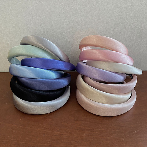 Korean style simple satin colorful wide-brimmed sponge headband, high-end and elegant, high-ceiling face wash headband, multi-color hairpin