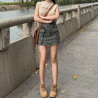 Ретро черный маленький лыжный модный мини-юбка