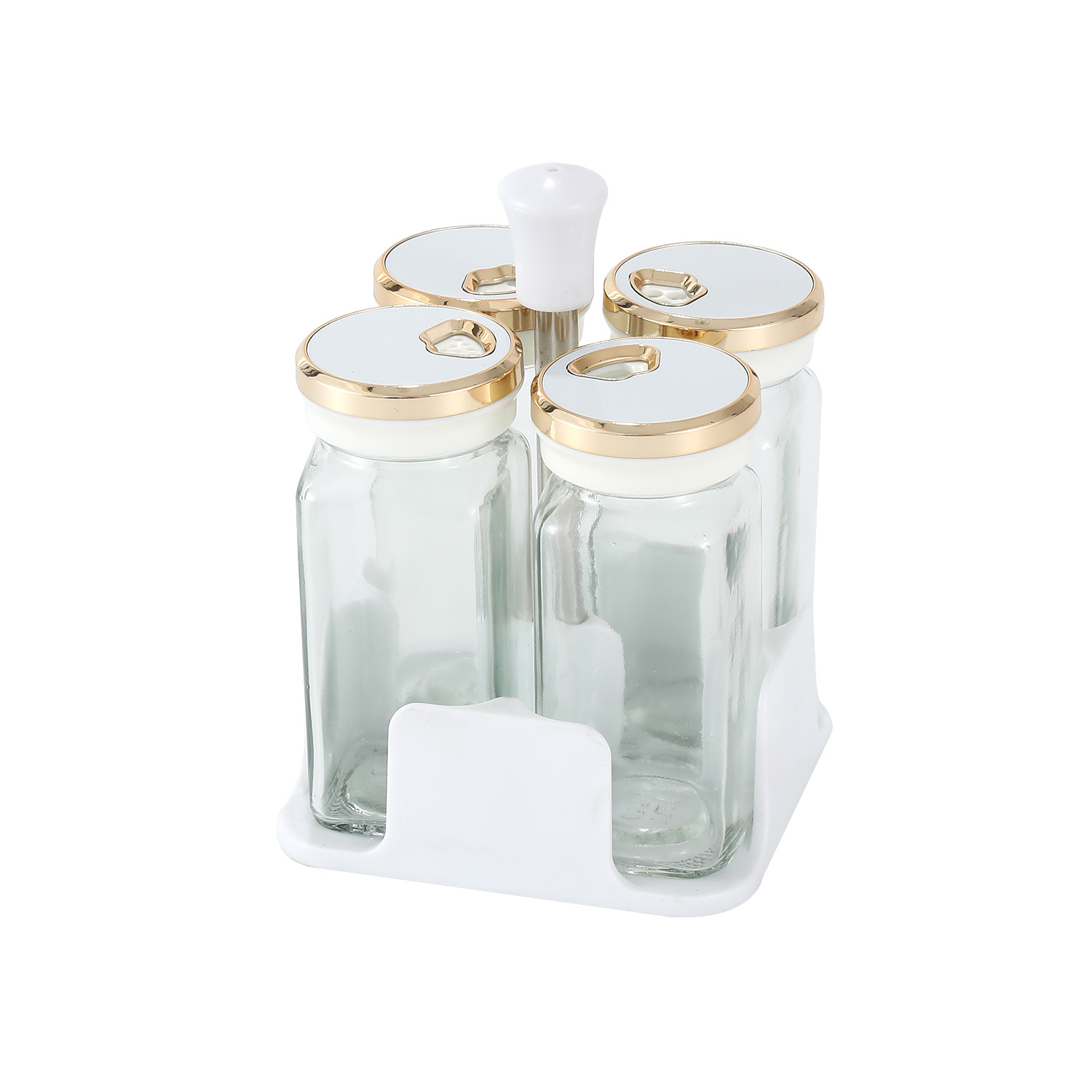 흰색 스파이스 랙-짧은 은색 뚜껑(짧은*4)