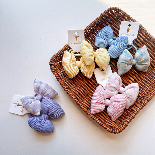 Children's hair tie little girl's cute cotton bow rubber band baby headband Korean style girl's headwear