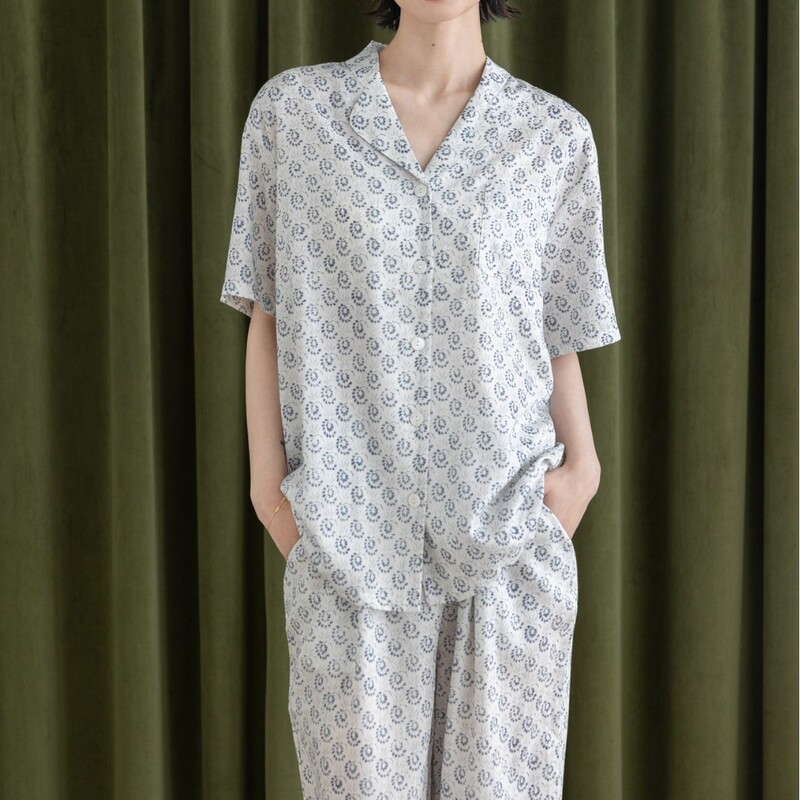 Blended Pajamas Women's Spring and Autumn Cotton Breathable Long-sleeved Home Clothes Cotton Summer Air-conditioning Suit