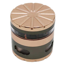 锌合金63mm-5层雕花盖四眼磨烟器烟草研磨器碎烟器烟具grinder