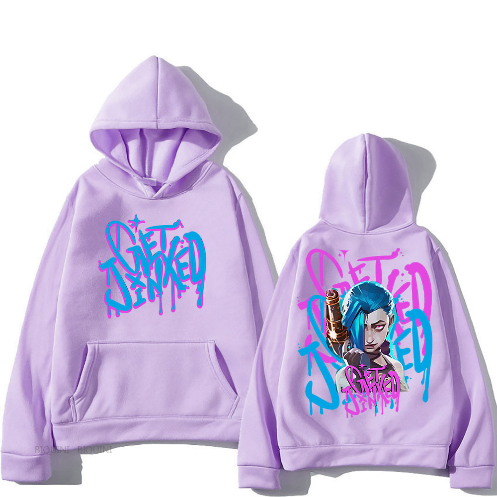 Arcane Jinx Cute Hooded Anime Print Harajuku Kawaii Sweatshi
