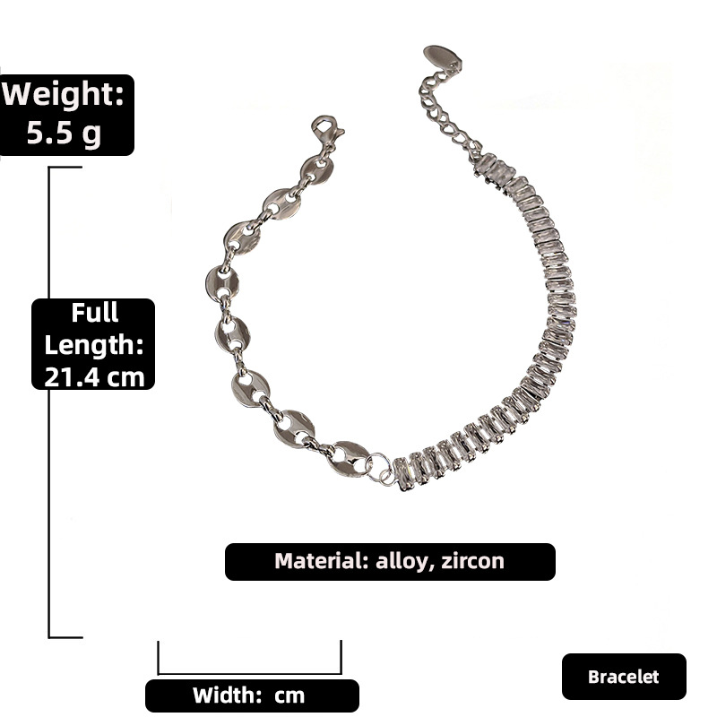 Fashion metal splicing zircon adjustable bracelet wholesale jewelry Nihaojewelrypicture2