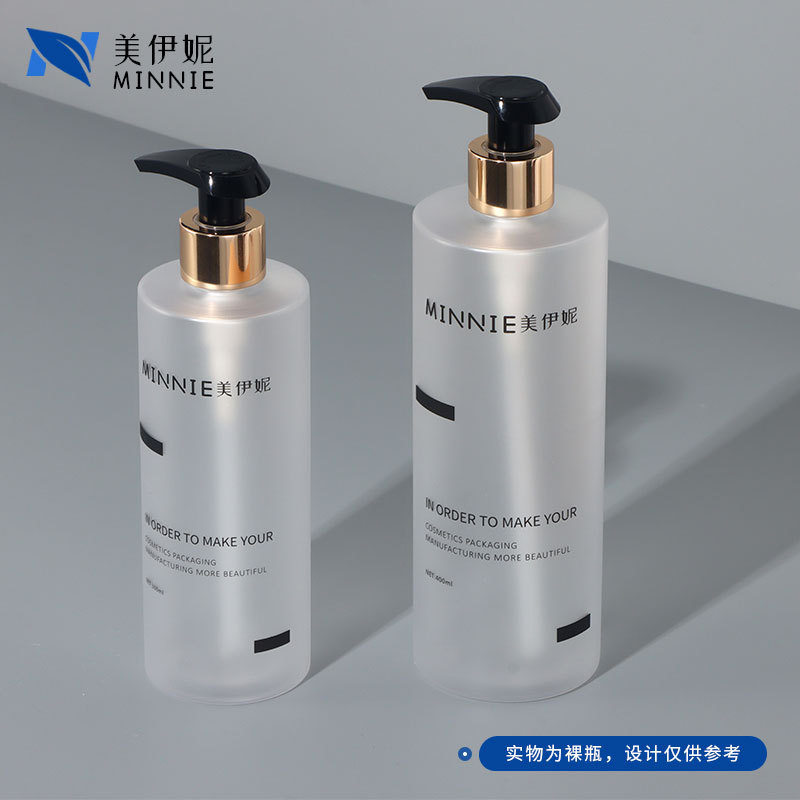 Guangzhou embalaje 500ml transparente esmerilado mano desinfectante botella prensa 300ml botella de loción botella de plástico cilíndrica para mascotas