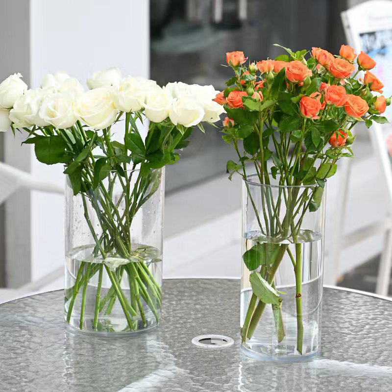 亚克力透明圆形直桶花店养花桶有机玻璃桶鲜花水培插花桶