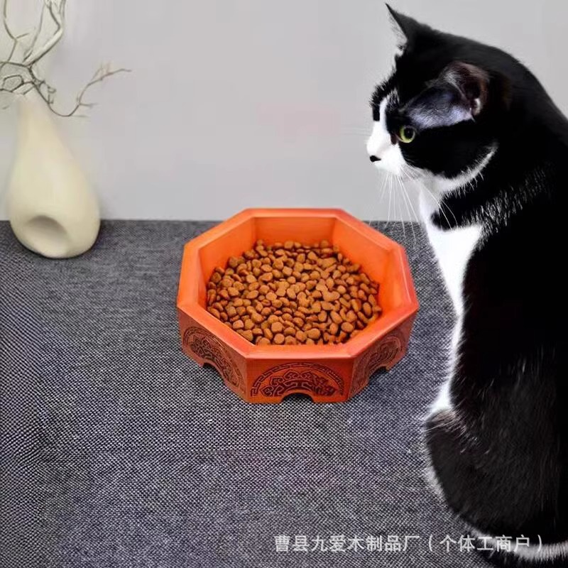 애완 동물 피더 고양이 그릇 개 냄비 단단한 나무 다기능 먹는 고양이 음식 개 용품 가정 통합 작은 동물 식기