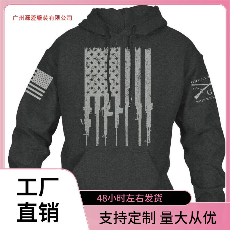 Cross-Border Amazon Grunt Style Rifle Flag Hoodie