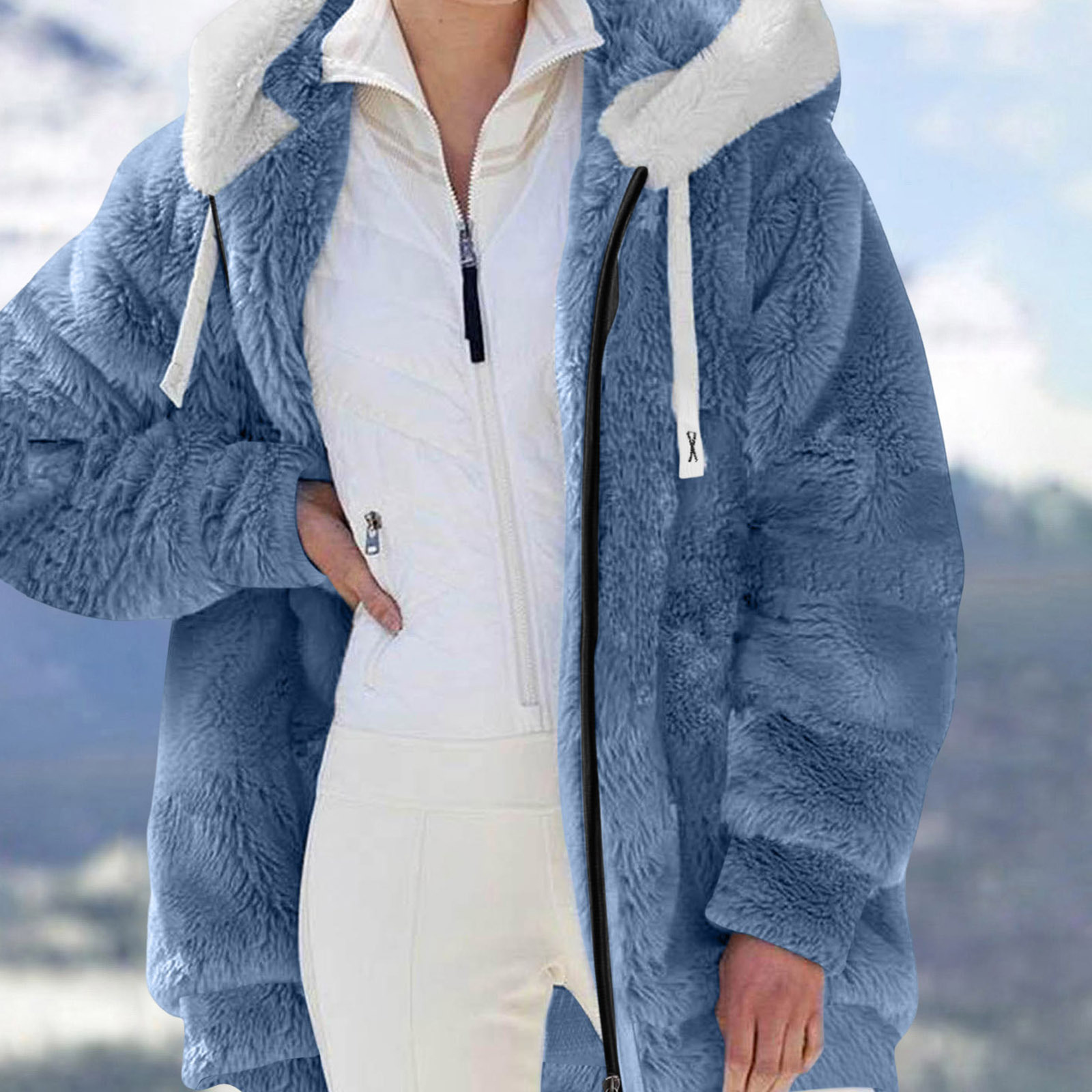 fur hooded jacket new style, autumn and winter loose plush pull_voghion.com
