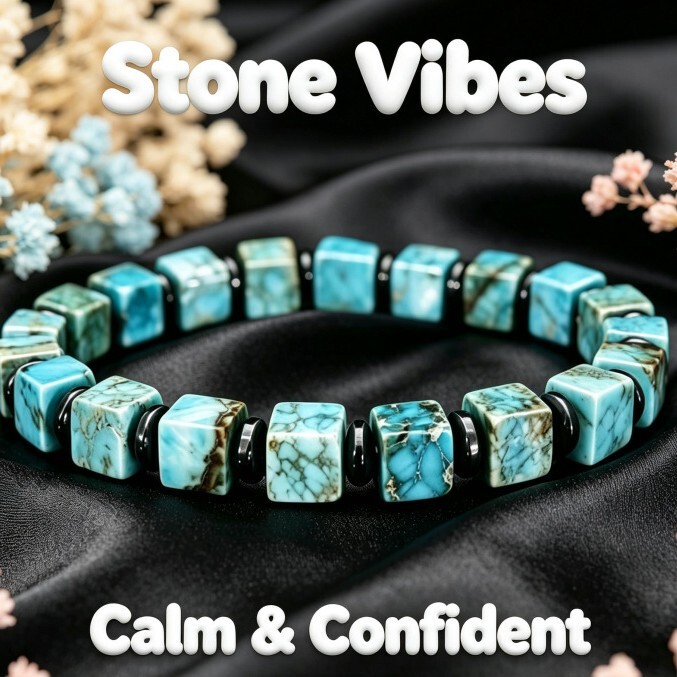 Cross-border Temu, Xiyin, AliExpress, TK natural turquoise square beaded memory bracelet, handmade elastic cord bracelet Cross-border Temu, Xiyin, AliExpress, TK natural turquoise square beaded memory bracelet, handmade elastic cord bracelet