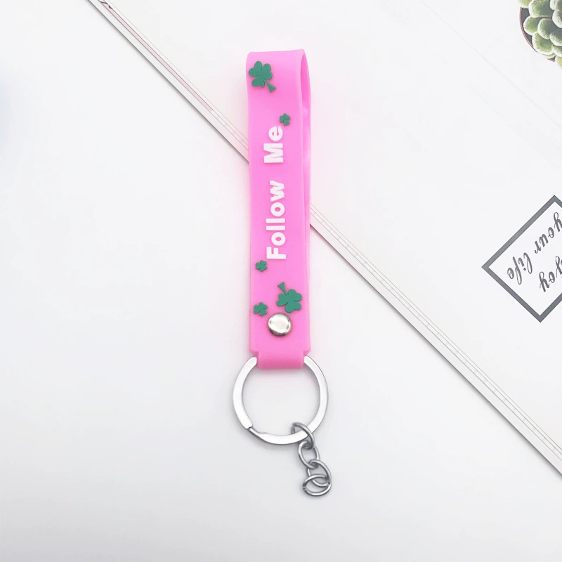 Creative car keys, handheld keychain PVC, silicone doll, four-leaf clover
