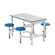 K31C食堂旋转餐桌椅组合工厂员工学校连体餐桌4人6人可伸缩快餐桌