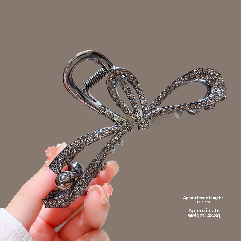 Temperamento Full Diamond Metal Shark Clip Hairpin Back Head Coil Hair Grab Clip Donna Primavera Estate Super Large Clip Copricapo Hair Grab_voghion.com