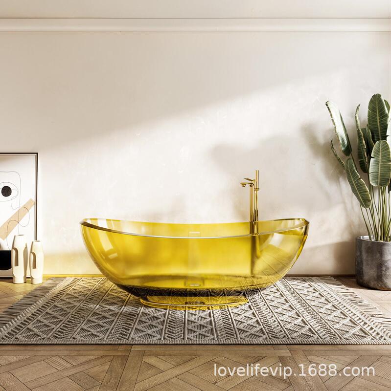 Transparent Colorfuled Resin One-Piece Independent Bathtub for Home Hotel and B&B Simple Ins Dreamy Cream Style Bathtub