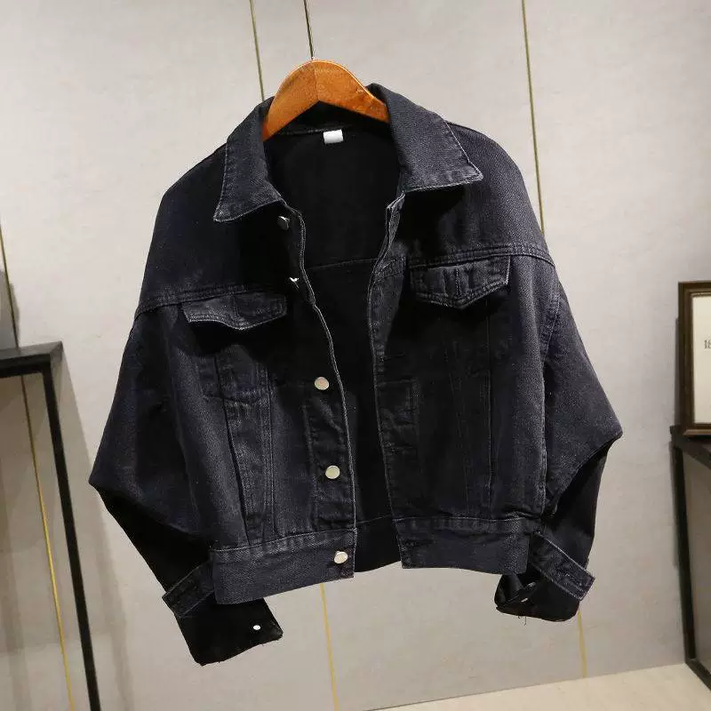 Spring denim black jacket, Korean style