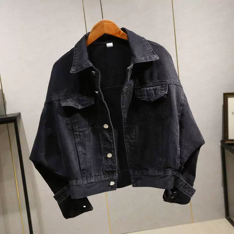 Spring denim black jacket, Korean style