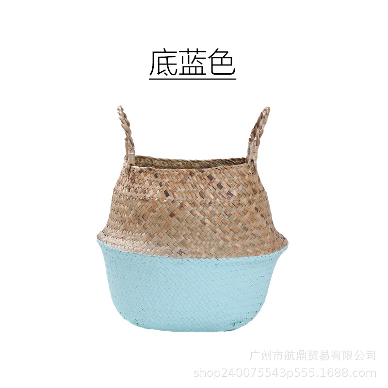 Grasas de mar tejidas a mano torsión varilla maceta medieval ligera lujoso alto sentido de viento silencioso almacenamiento de mano plegable azul