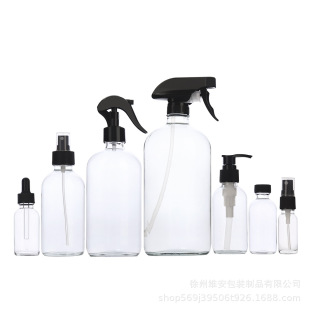 2Oz4Oz8Oz16Oz Transparent Boston Essential Oil Bottle Direct Spray Glass Bottle Hand Buckle Dropper Bottle Bakelite Cap Supply