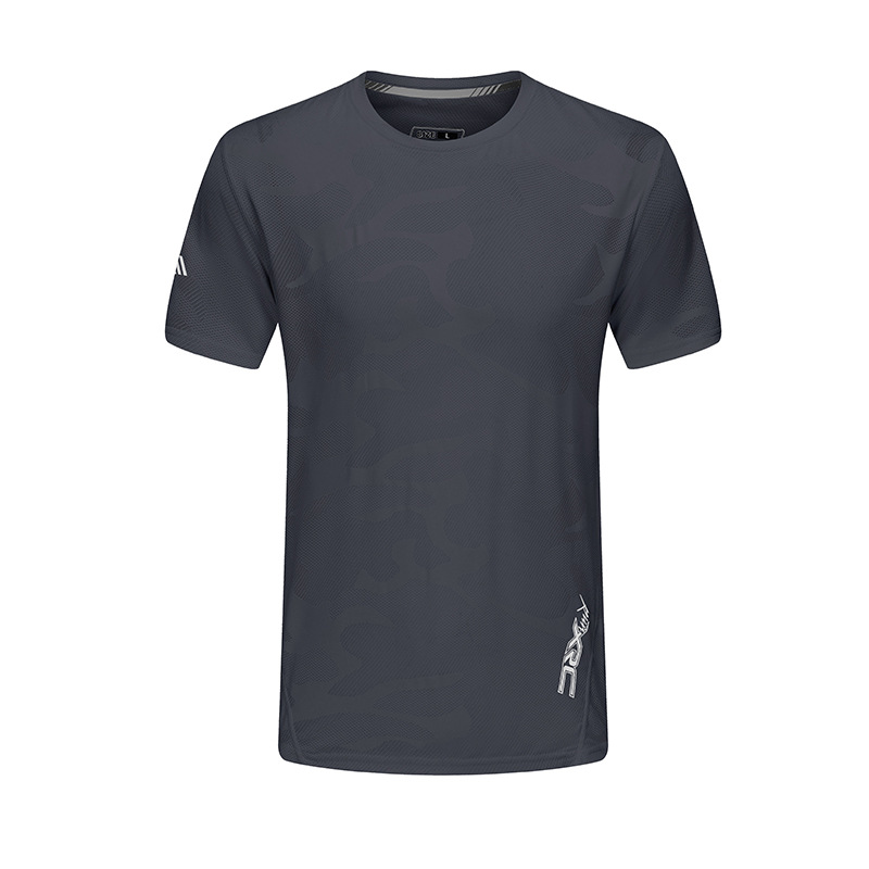 Transfronterizo Amazon Ice Silk Camiseta de manga corta de secado rápido Deportes para hombres Correr Casual Fitness Tops transpirables Cuello redondo