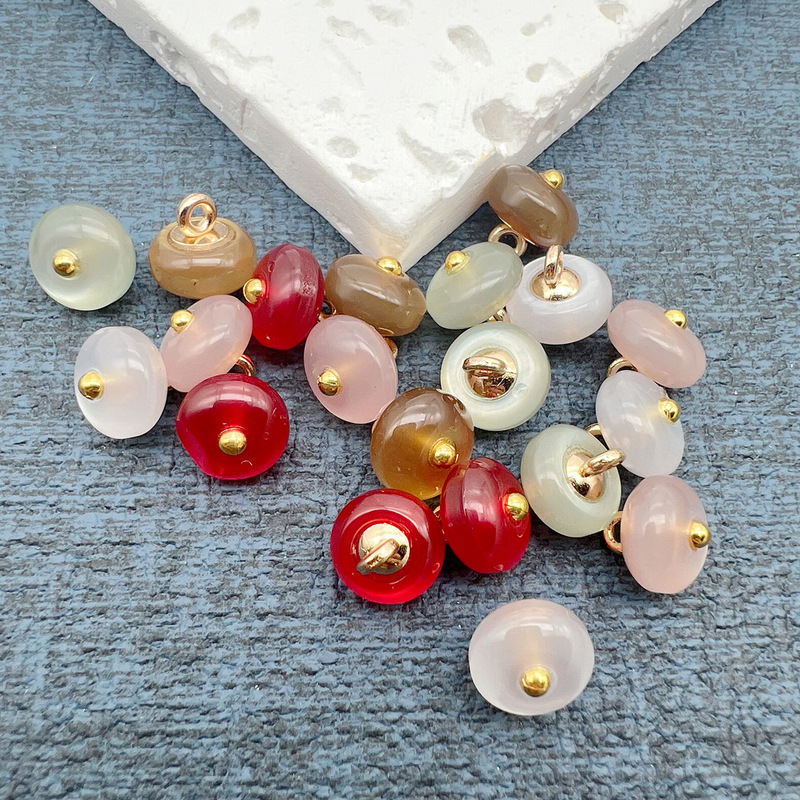 New Chinese-Style Colorful Resin Buttons with Abacus Beads, Flat Round with Shank, Hand-Sewn Buttons for Shirts, Cardigans, Cheongsams, and Traditional Chinese-Style Decorative Buttons