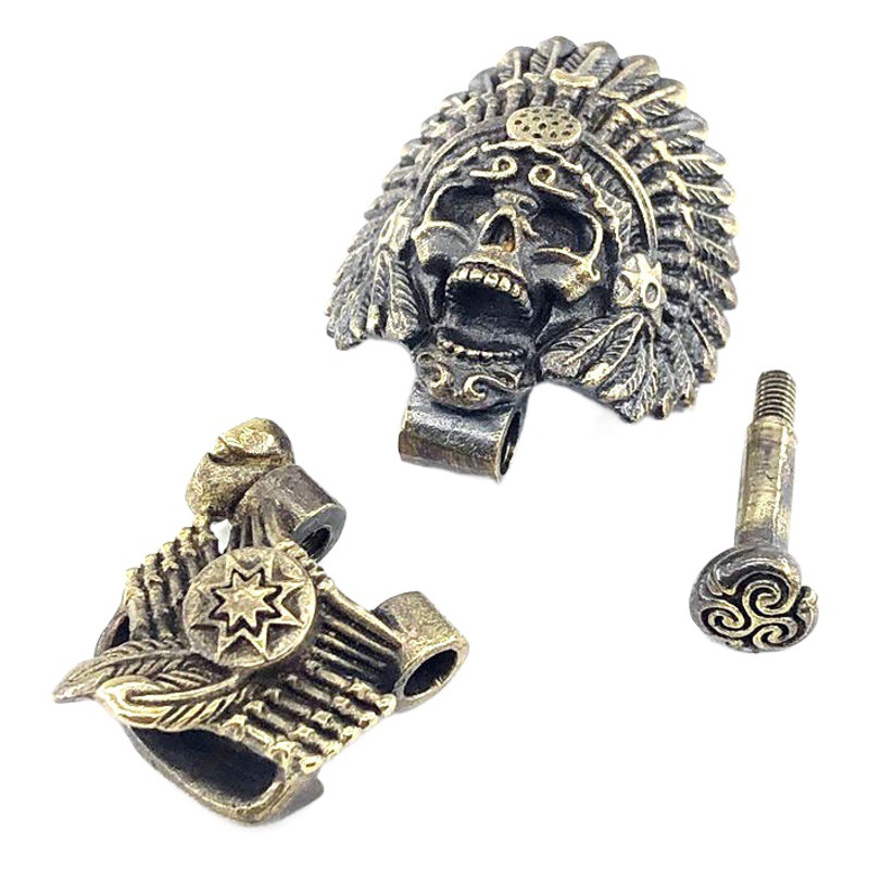 Amazon AliExpress Venta caliente EDC al aire libre DIY tejido paraguas cuerda pulsera latón hebilla de cobre puro jefe cráneo