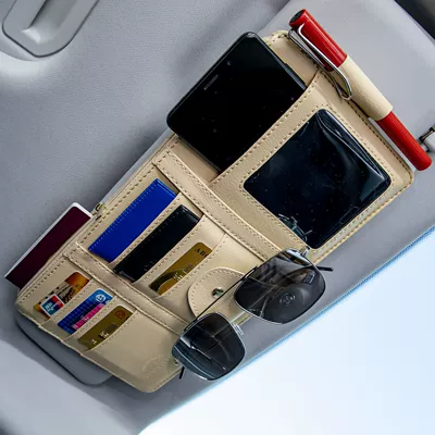 Storage Bag Card Holder Car — Car Glasses Clip/Bill Clip - model-zippered-storage-bag-beige-carefully-selected-factory-goods