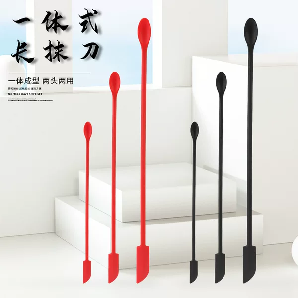 New silicone mini small tip scraper lengthened cosmetic bottle scraper jam cream spatula double-headed spoon cake knife