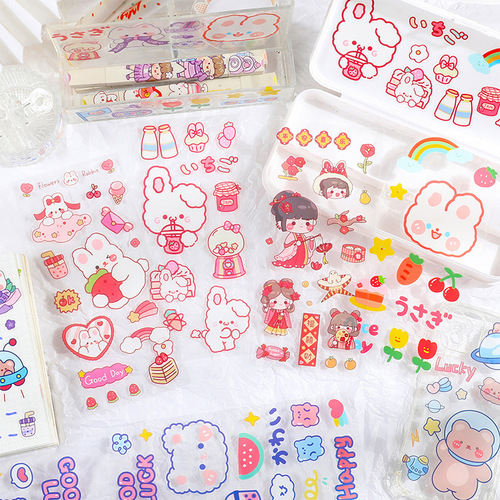 Japanese and Korean ins style creative bear rabbit laptop ipad sticker cartoon cute suitcase suitcase sticker